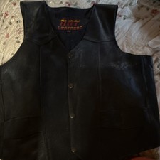Hot Leather Vintage Black Leather Vest with Eagle Patch Classic Style
