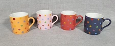 Classic Coffee & Tea Cups Set of 4 Multi Color polka Dot -  Cups Only