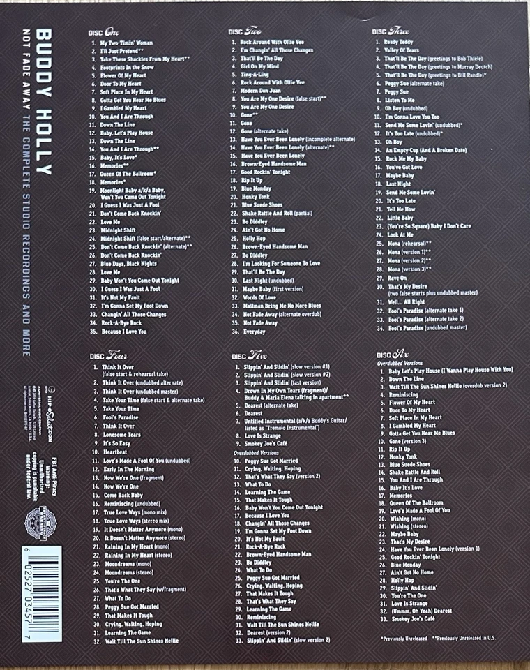 Buddy Holly-Not Fade Away:The Complete Studio Recordings And More,6xCD,gebraucht - Bild 2 von 4