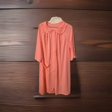 Vtg SHADOWLINE Peach Pink Short Robe Button Up Size Large T1