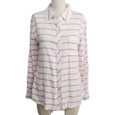 Rails White Red Striped Button Front Shirt XS Collared Long Sleeve Casual