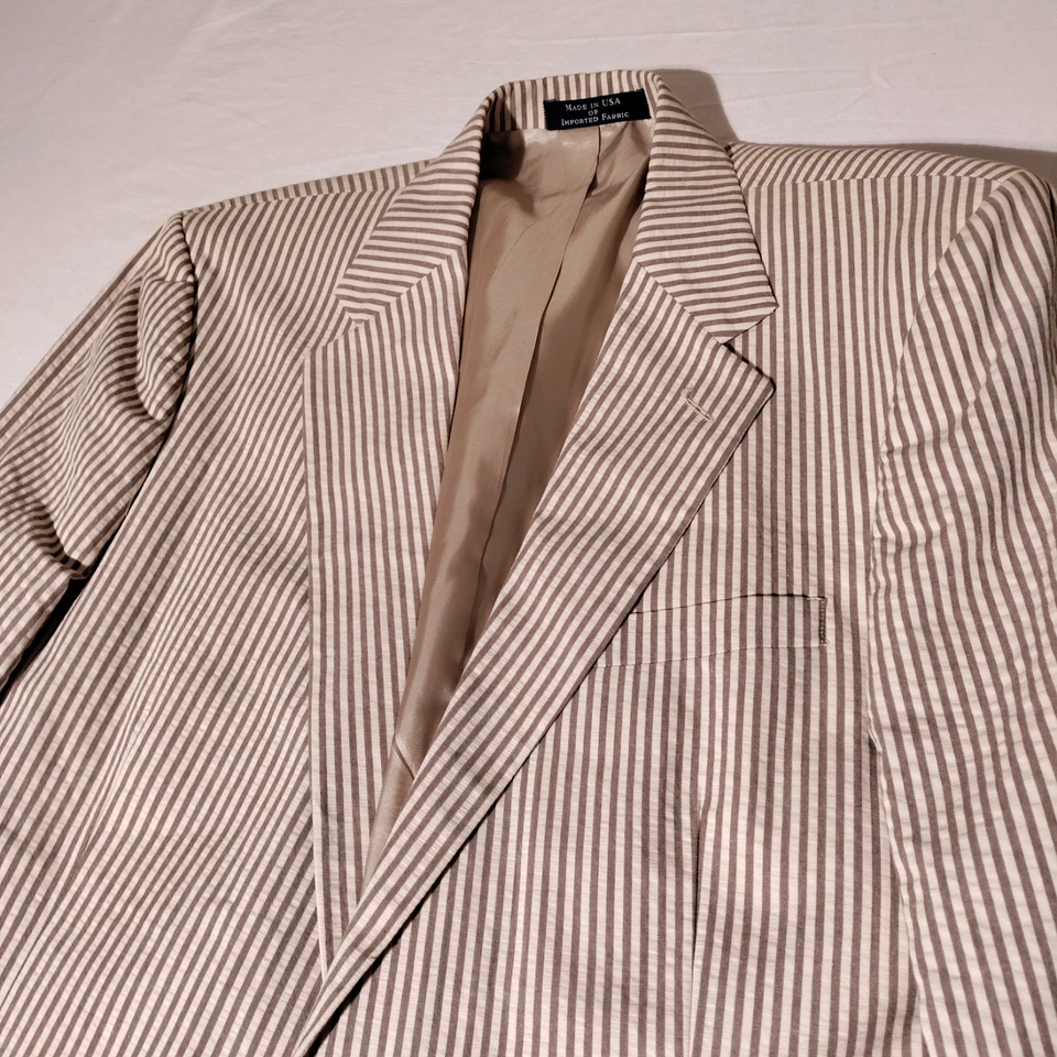 Blazer Abrigo Deportivo Lands End Algodón Crema Marrón Rayas 42 L ¡Verano! USA Foto 2 de 4