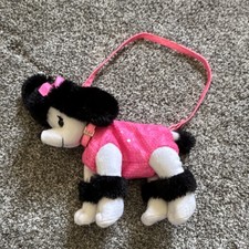 Poochie  Co girls poodle purse Pink Sequin Faux Fur Shoulder Bag Zipper closure