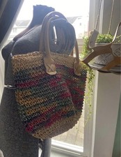 Vintage Woven handbag/purse with leather straps