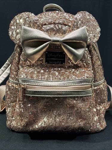 Minnie Mouse Sequin Loungefly Mini Backpack Rose Gold
