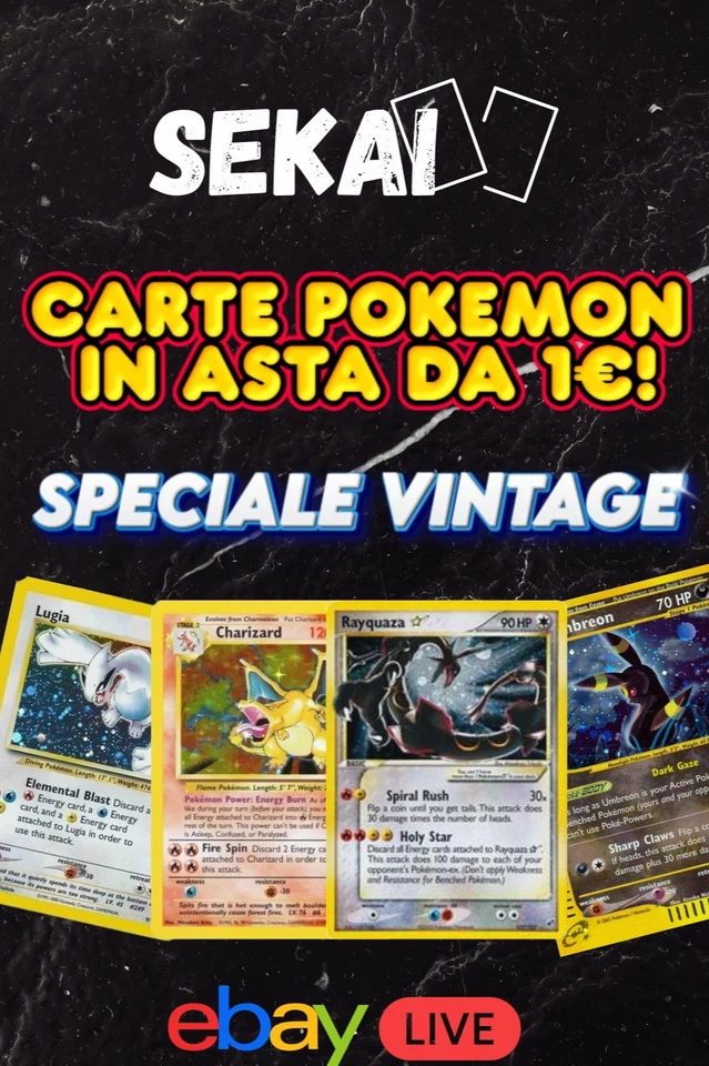 💥ASTE DA 1€ CARTE VINTAGE POKEMON SENZA RISERVA! 💣
