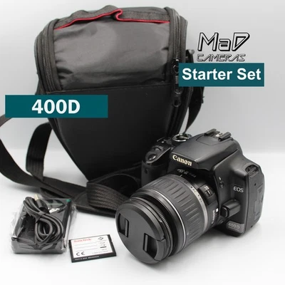 Canon EOS 400D Digital SLR Camera 18-55mm Lens Starter Kit Set Bag & Card Bundle - Image 1 of 4