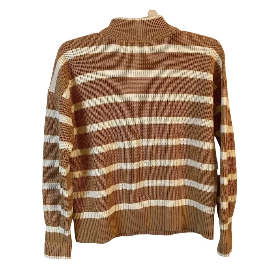 Suéter Pullover Lands' End Drifter Cuarto Cremallera Para Mujer Pequeño 6-8 Rayas Algodón Foto 2 de 4