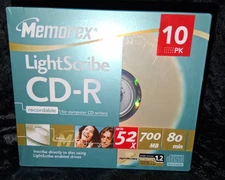 NEW Memorex LightScribe CD-R 10-Pack 52x 700mb 80 Minute Recordable Compact Disc