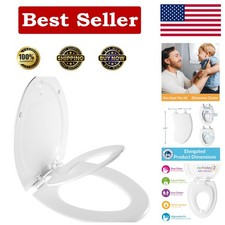 Elegant Elongated Toilet Seat with Built-In Potty Trainer   Slow-Close, White
