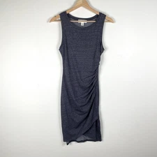 Treasure & Bond Dress XS Navy Blue Ruched Side Sleeveless Tank Mini Summer
