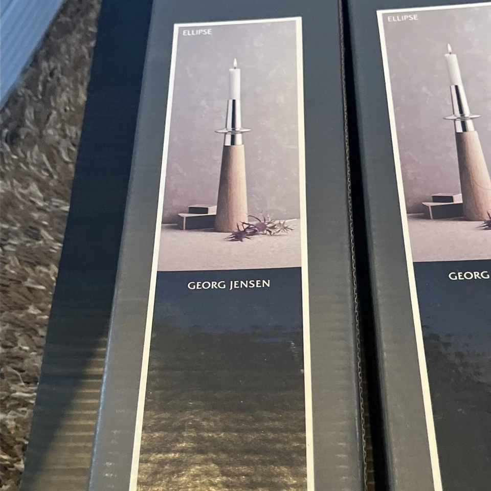 Juego de 2 candelabros elipse GEORG JENSEN 2011 de Rebecca Uth hechos en Dinamarca Foto 3 de 4