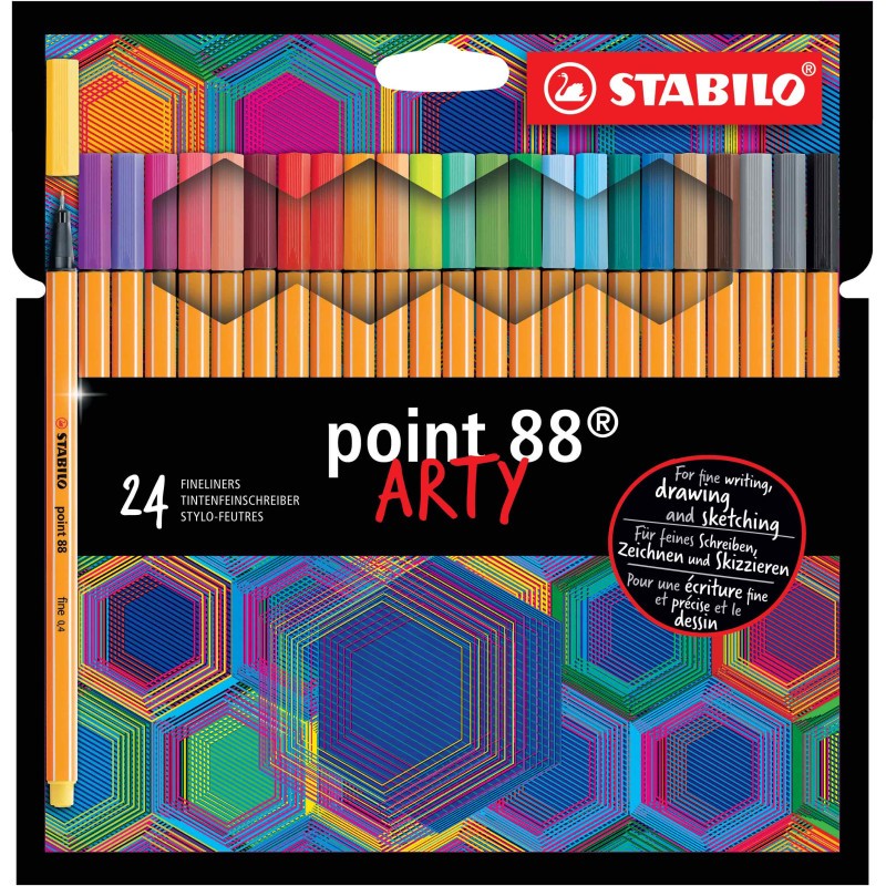 Feutres fins STABILO point 88 ARTY etui carton de 24 pieces pour dessin