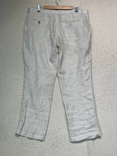 TASSO ELBA ISLAND Pants 100% Linen Chino Men's Size 36x30 See Pics - Picture 2 of 13