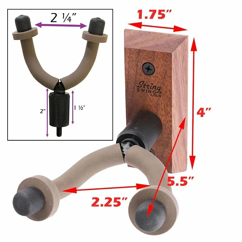 String Swing Wall Mount Hardwood Home and Studio Guitar Hanger