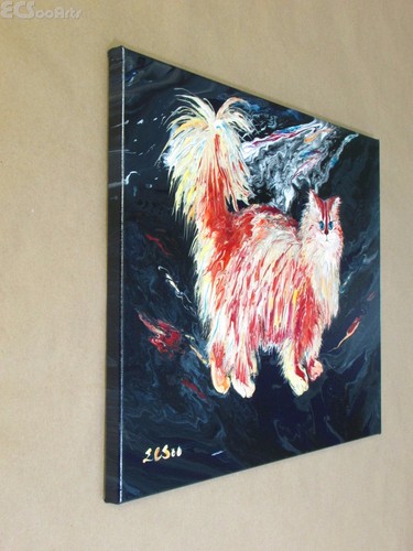 English Long Hair Cat, Original Acrylic Painting "Gladsome Anyhow" Feline Art - Picture 5 of 7