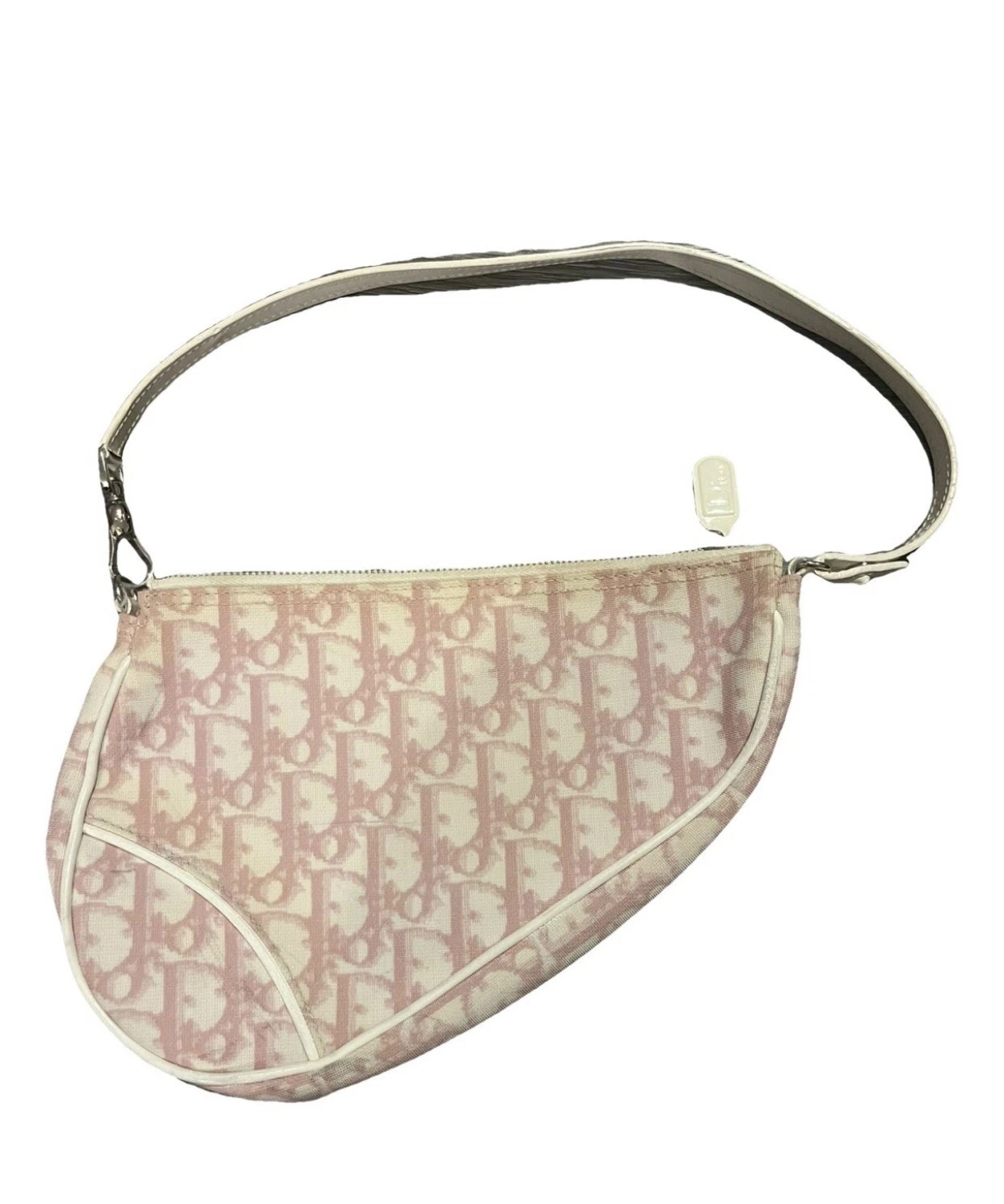 Sacoche de selle vintage Dior rose monogramme 