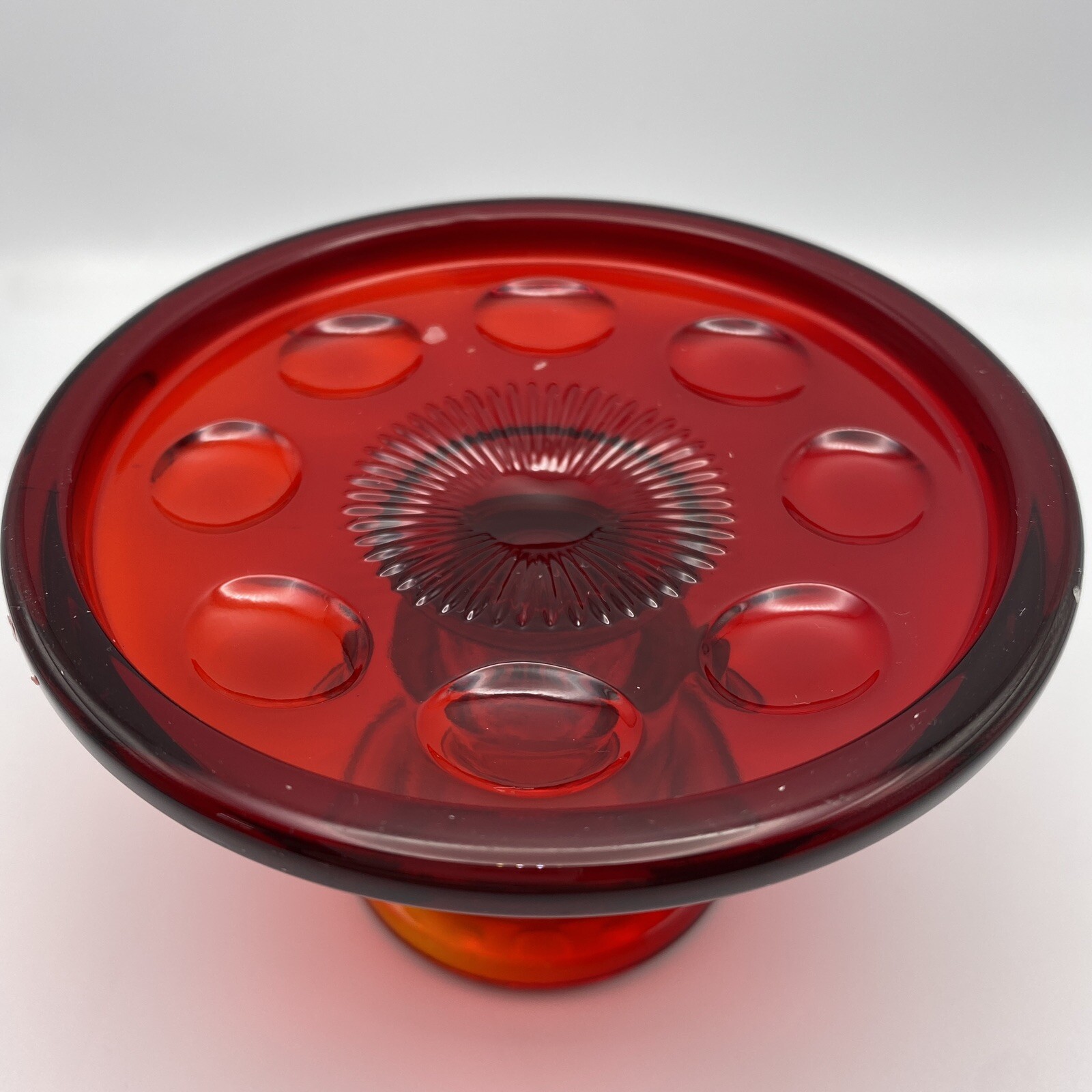 Vintage Red Amberina Single Light Candle Holder Candlesticks Dot Design eBay