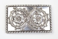 Silver Tone Western Americana Style Mens / women's Double Flower Belt Buckle