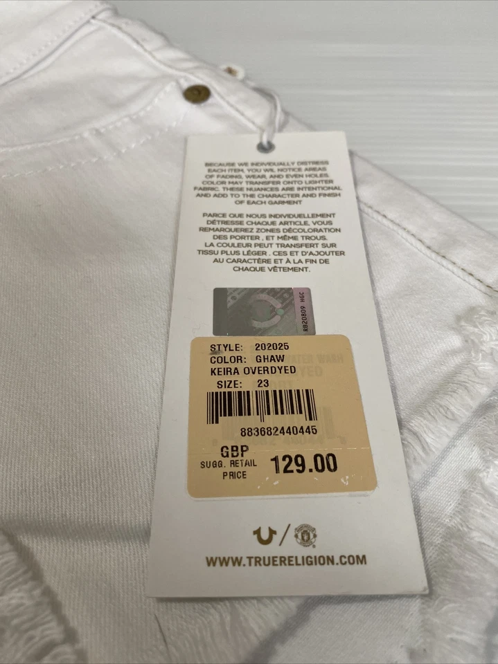 True Religion Jean Shorts Mid Rise Keira Overdyed W23 RRP £129 - Image 2 of 4