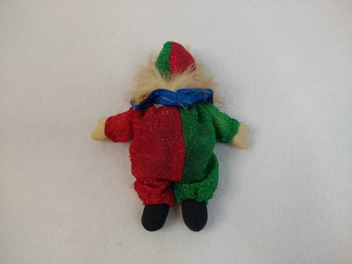 Unbranded Clown Doll Figure Stuffed Body Hard Face Red Green Metallic Circus 5" - Picture 5 of 6