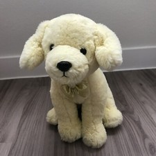 FAO Schwarz Yellow Labrador Puppy Dog Plush with Gold Bowtie 13"