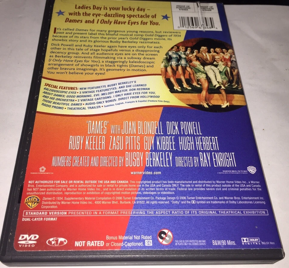 Dames Dvd Ruby Keeler Dick Powell Joan Blondell Musicals - Image 2 of 3