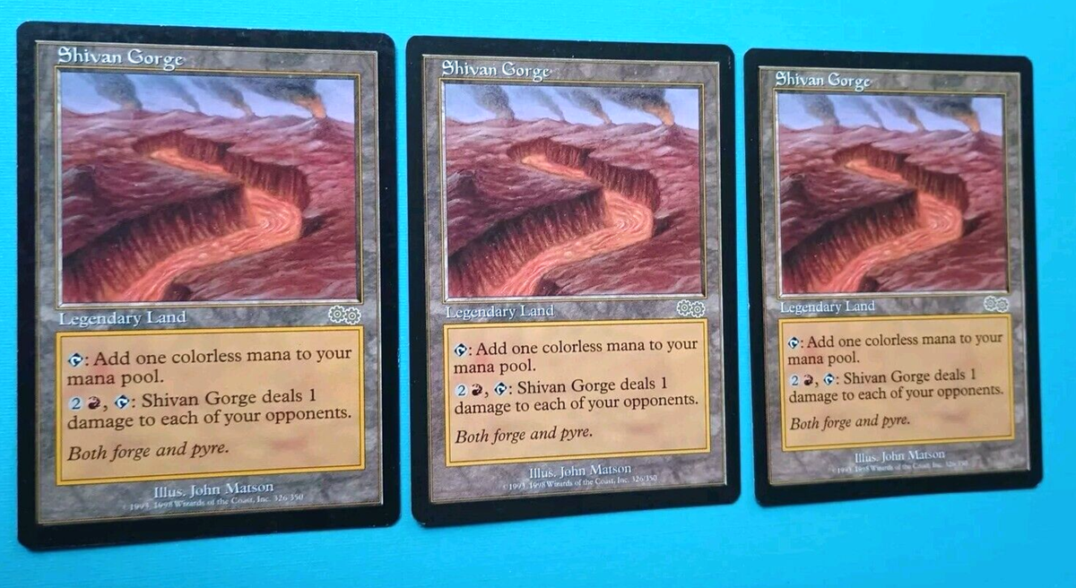 Magic the Gathering MTG Urza's Saga SHIVAN GORGE X 3 (2 VLP