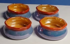 Vintage Noritake Lusterware Porcelain Open Salt Dip Cellar Bowl Dish Blue Orange