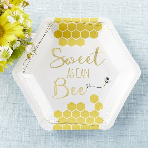 16 Sweet as Can Bee Paper Dessert Plates - Baby Shower Birthday Party MW37033