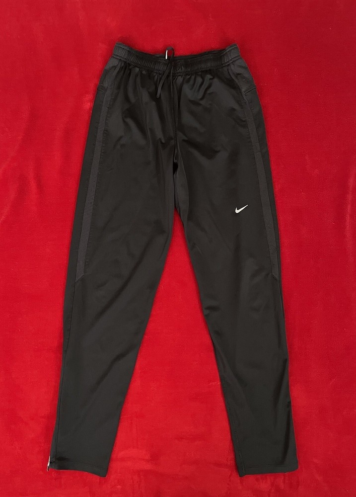 Nike Mens Black Running Workout Pants with Elastic Waist & Ankle Zip Size S