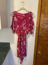 Trina Turk Bernice Dress Size Small Cold Shoulder Pink Tie Stretch Resort Beach