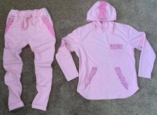 JD Fashion Light Pink Bandanna Trim Long Sleeve Hoodie Jogger Pants Set Size S