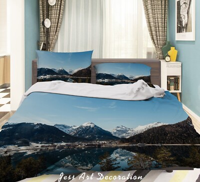 3D Mountain River Sky Landscape Quilt Cover Set Bedding Sets Pillowcases Queen