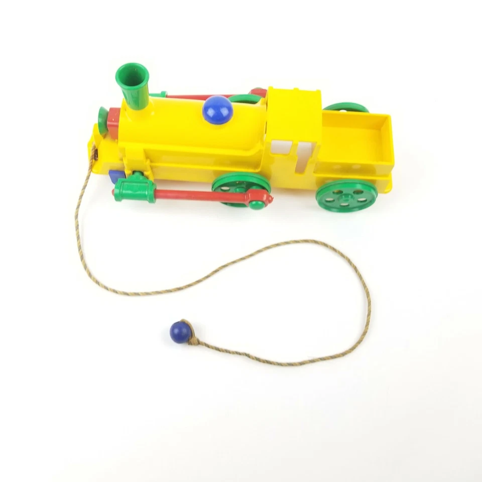 Locomotora de tren ideal vintage juguete amarillo Foto 4 de 4