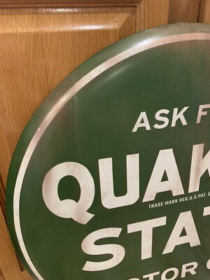 Quaker State Metal Sign Oil Can Gas Station Garage Vintage Style