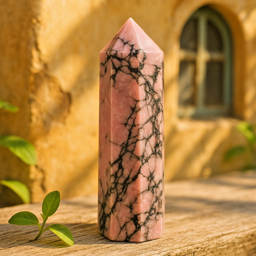 2025 Rhodonit Heilkristall Stäbe Obelisk Reiki Turmspitze Wohndeko