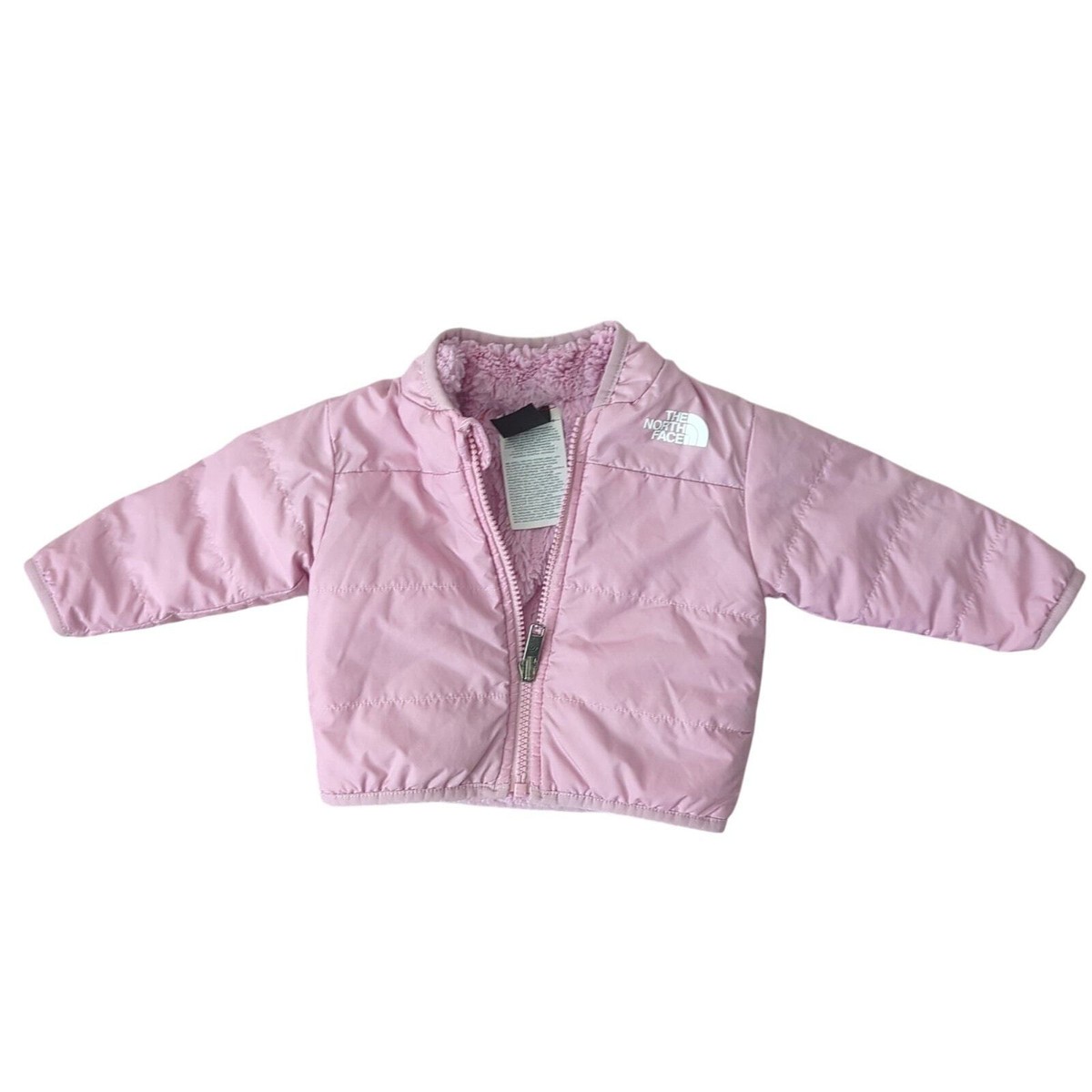 The North Face Baby Jacket Reversible 0-3 Months Pink Fleece Winter Coat EUC