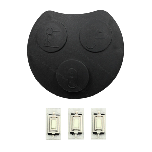 Auto SchlüSsel Tastenfeld Gummi Pad + 3X Taster NEU Passend FüR Smart 450 Fortwo-image