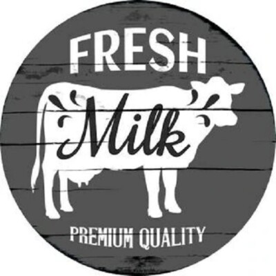 Fresh Milk Farmhouse Style 12'' Lightweight Metal Circle Sign