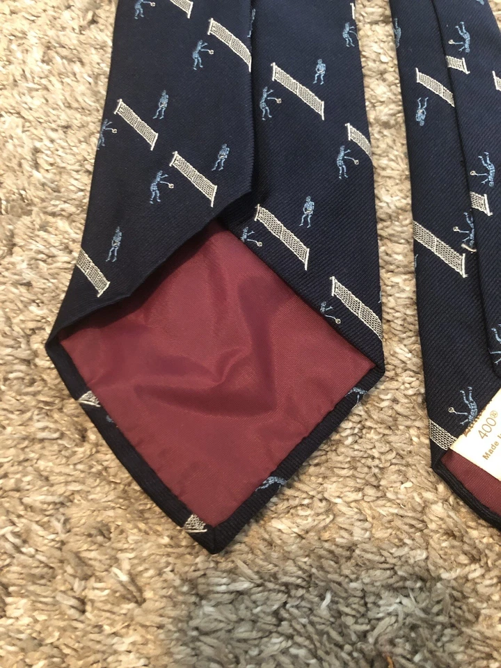 Винтажный мужской синий теннисный галстук Tom Bass Tiger Hall сделано в США - Изображение 3 из 4