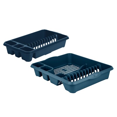 [2er Set] Mittelgroße & Große Abtropfschale Set Zuhause Küche Organizer - Marineblau