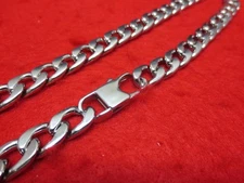 18-36" MENS 10MM STAINLESS STEEL SILVER 10MM CURB CHAIN NECKLACE W/SPECIAL CLASP