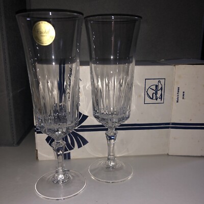 Pair of Vintage SALEM FRENCH LEAD CRYSTAL Parfait made in France New in box