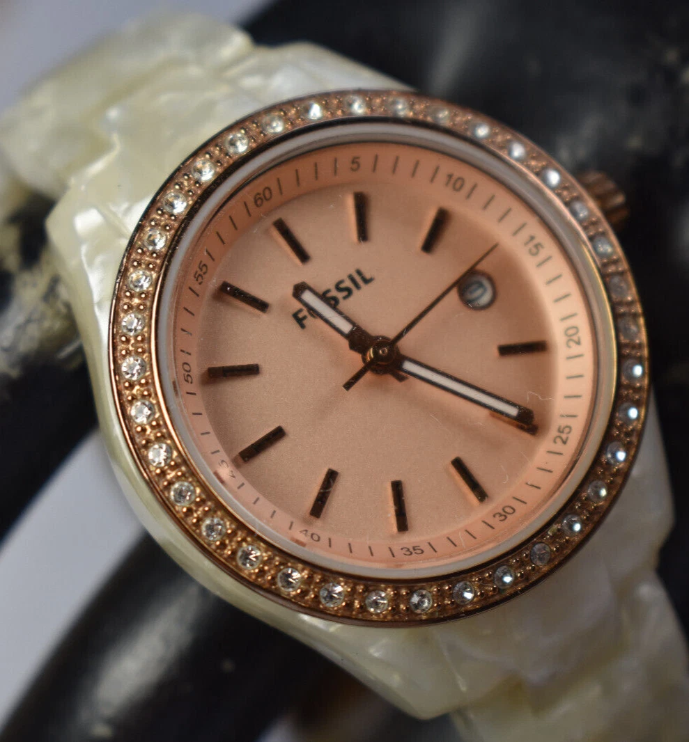 FOSSIL Women sWatch ES 2864 Cecile Rose Gold Stella Crystal NEW