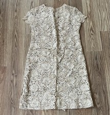Vintage Gold Lace Mesh Cocktail Sheath Dress, Unbranded