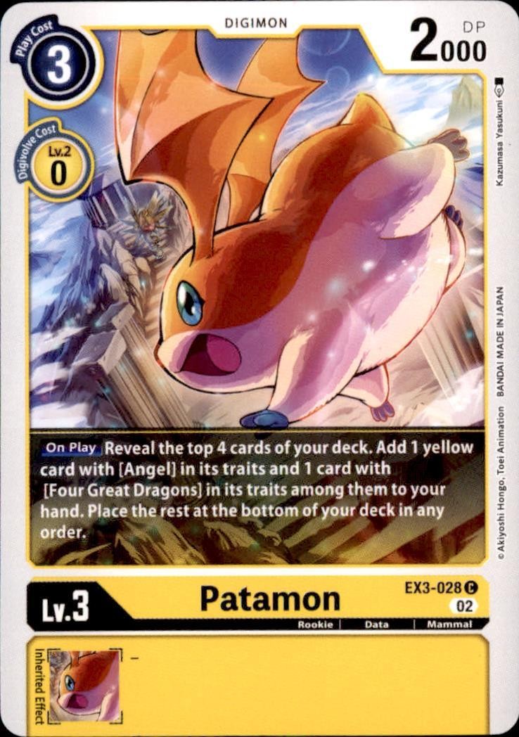 Patamon EX3-028 C Common Draconic Roar Digimon Near Mint