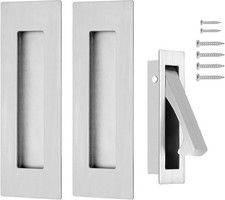Pocket Door Hardware and Edge Pull,Stainless Steel Pocket Door Handles Latch,Rec