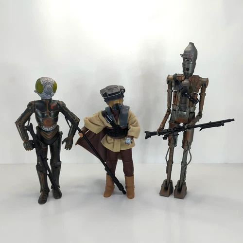 VNTG '90's Hasbro LucasFilm Star Wars 12" Dolls Leia (Boushh), IG-88, 4-LOM Used