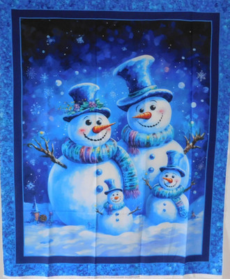 Snow Family 100% Cotton 45'' fabric panel from Marshall Dry Goods 1pc